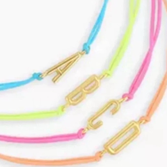 Gorjana Prism Alphabet Aqua String Bracelet Gold Plated Letter E - Picture 4 of 4